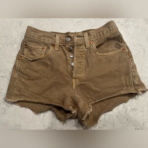 Levi's Tan Jean Shorts High-Waisted Cut-Off Style